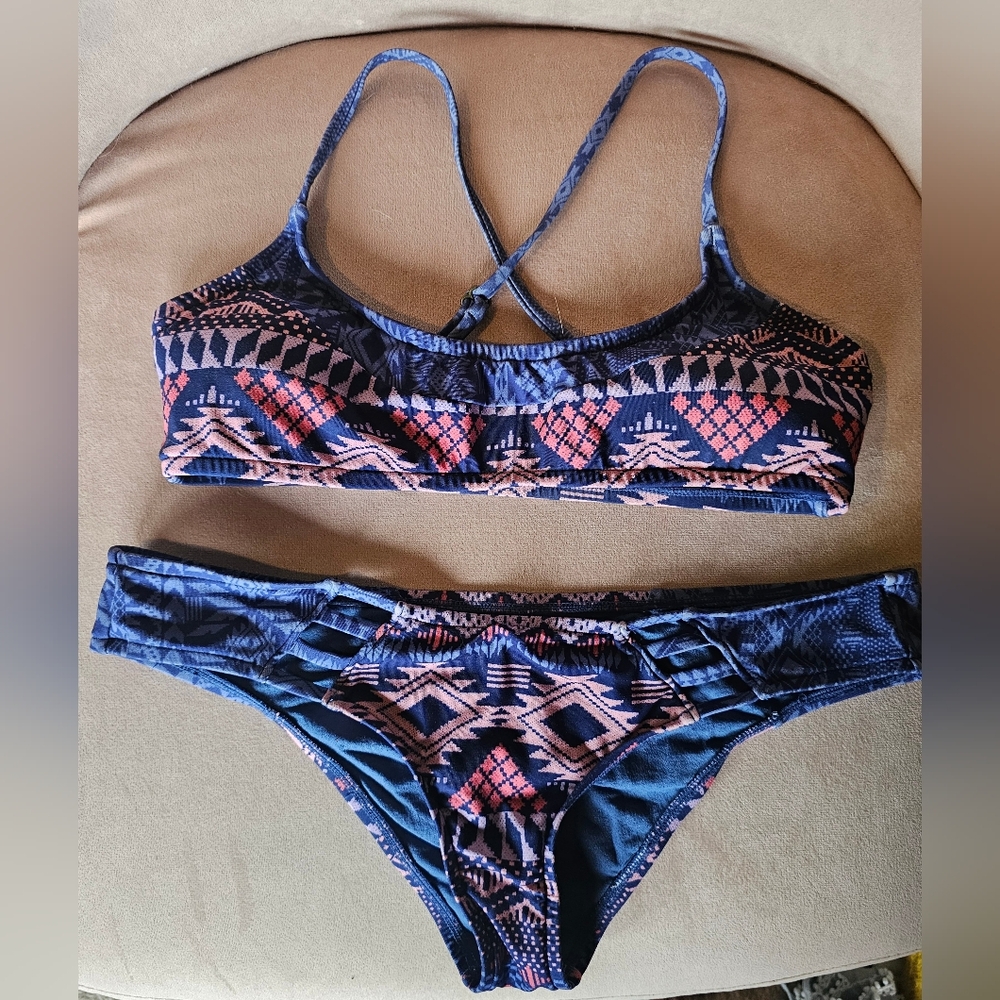 Patterned Blue & Pink Bikini - small